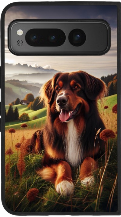 Google Pixel Fold Case Hülle - Silikon schwarz Hund Land Schweiz