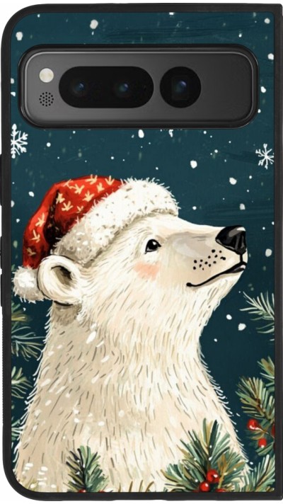Google Pixel Fold Case Hülle - Silikon schwarz Christmas 25 Bear
