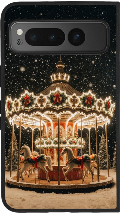 Google Pixel Fold Case Hülle - Silikon schwarz Christmas 25 Carousel