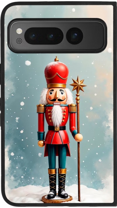 Google Pixel Fold Case Hülle - Silikon schwarz Christmas 25 Nutcracker Snow