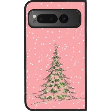 Google Pixel Fold Case Hülle - Silikon schwarz Christmas 25 Pink Tree