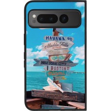 Google Pixel Fold Case Hülle - Silikon schwarz Cool Cities Directions