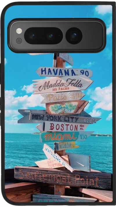 Google Pixel Fold Case Hülle - Silikon schwarz Cool Cities Directions
