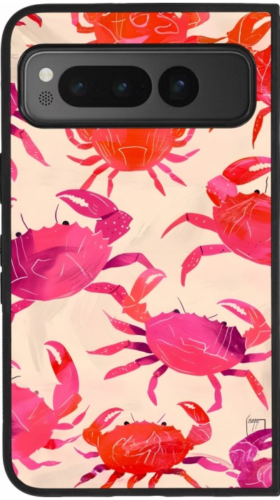 Google Pixel Fold Case Hülle - Silikon schwarz Crabs Paint