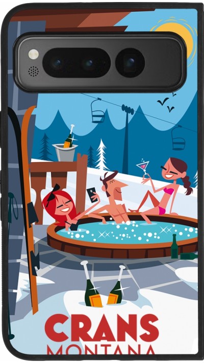 Google Pixel Fold Case Hülle - Silikon schwarz Crans-Montana Mountain Jacuzzi
