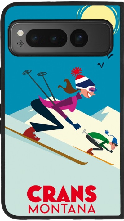 Google Pixel Fold Case Hülle - Silikon schwarz Crans-Montana Ski Downhill