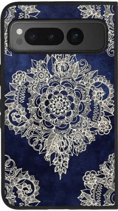 Google Pixel Fold Case Hülle - Silikon schwarz Cream Flower Moroccan
