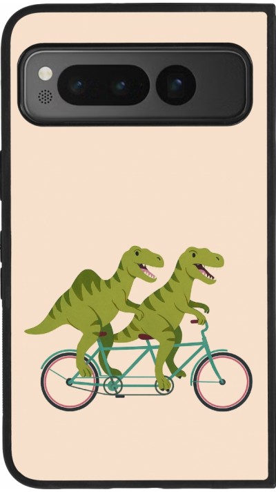 Google Pixel Fold Case Hülle - Silikon schwarz Dinosaurs on bikes 2026