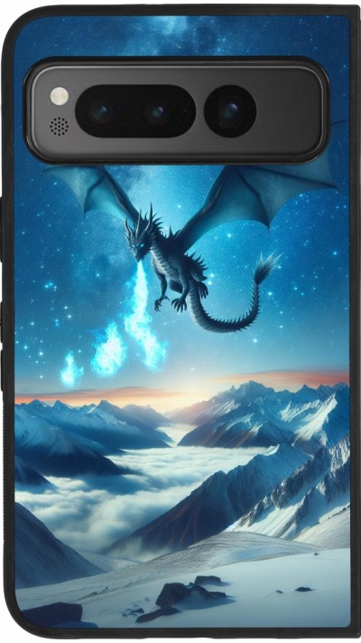 Google Pixel Fold Case Hülle - Silikon schwarz Drache nächtliche Berg