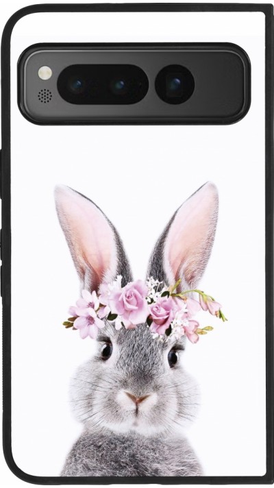 Google Pixel Fold Case Hülle - Silikon schwarz Easter 2023 flower bunny