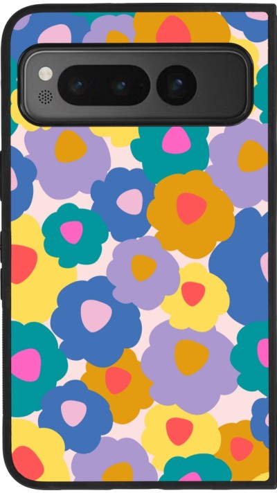 Google Pixel Fold Case Hülle - Silikon schwarz Easter 2024 flower power
