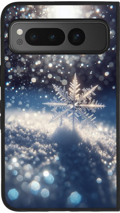 Google Pixel Fold Case Hülle - Silikon schwarz Schneeflocke Solar Glanz