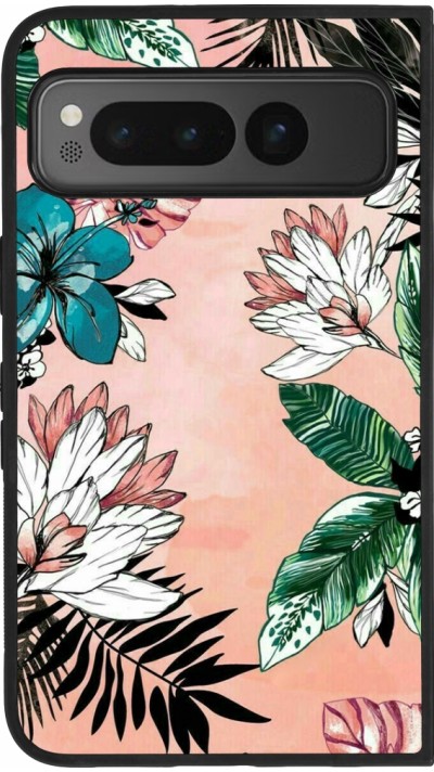 Google Pixel Fold Case Hülle - Silikon schwarz Flowers Artprint