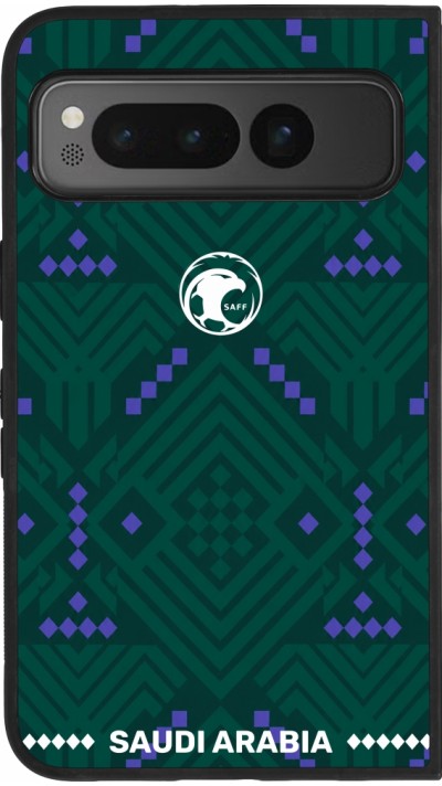 Coque Google Pixel Fold - Silicone rigide noir Maillot de football Arabie saoudite 2026 personnalisable