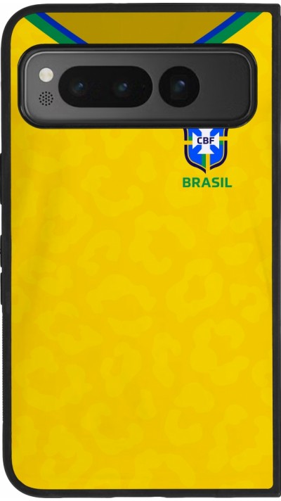 Google Pixel Fold Case Hülle - Silikon schwarz Brasilien 2022 personalisierbares Fußballtrikot