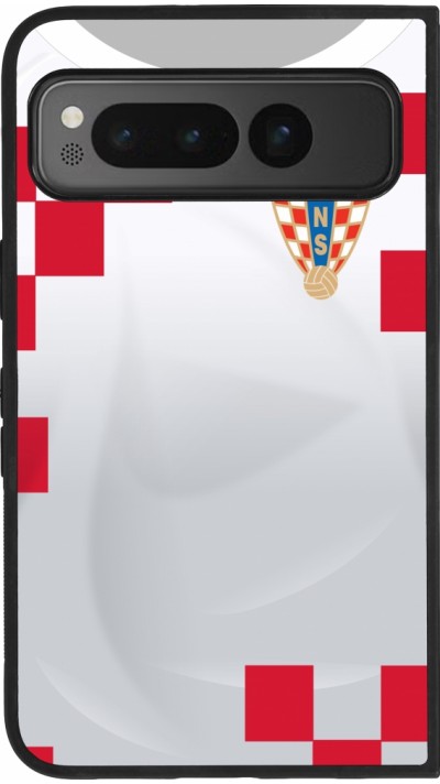 Google Pixel Fold Case Hülle - Silikon schwarz Kroatien 2022 personalisierbares Fussballtrikot