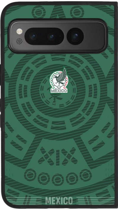 Coque Google Pixel Fold - Silicone rigide noir Maillot de football Mexique 2026 personnalisable