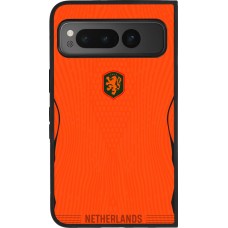 Coque Google Pixel Fold - Silicone rigide noir Maillot de football Pays-Bas 2026 personnalisable