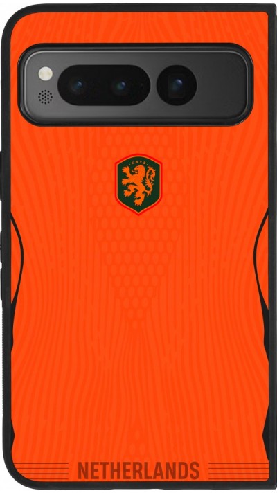 Coque Google Pixel Fold - Silicone rigide noir Maillot de football Pays-Bas 2026 personnalisable