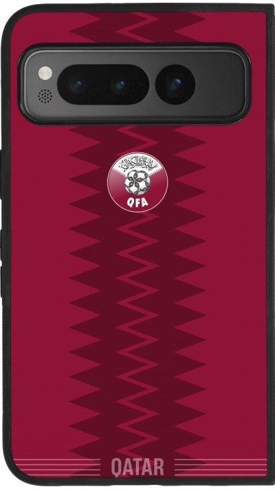 Coque Google Pixel Fold - Silicone rigide noir Maillot de football Qatar 2026 personnalisable