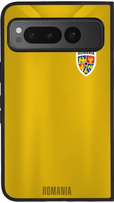 Coque Google Pixel Fold - Silicone rigide noir Maillot de football Roumanie
