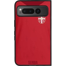 Coque Google Pixel Fold - Silicone rigide noir Maillot de football Serbie 2022 personnalisable