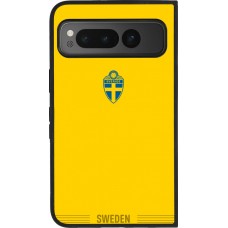 Coque Google Pixel Fold - Silicone rigide noir Maillot de football Suède 2026 personnalisable