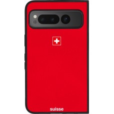 Coque Google Pixel Fold - Silicone rigide noir Maillot de football Suisse 2026 personnalisable