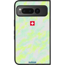 Coque Google Pixel Fold - Silicone rigide noir Maillot de football Suisse Away 2026 personnalisable