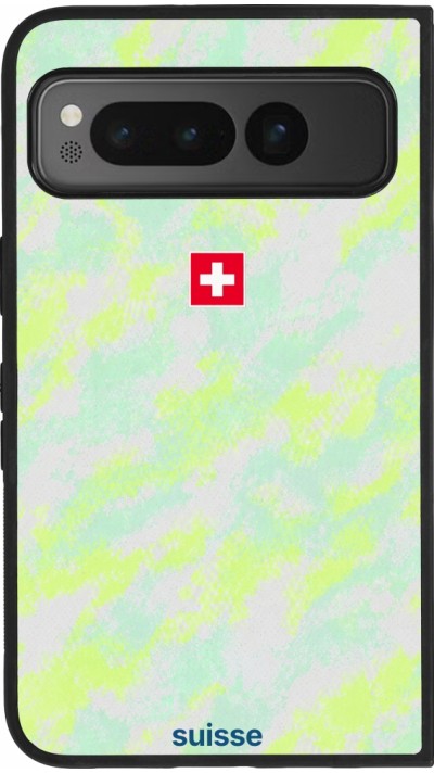 Coque Google Pixel Fold - Silicone rigide noir Maillot de football Suisse Away 2026 personnalisable