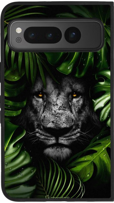 Google Pixel Fold Case Hülle - Silikon schwarz Forest Lion