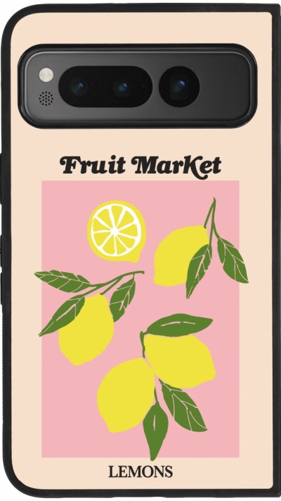 Google Pixel Fold Case Hülle - Silikon schwarz Fruit market lemons 2026