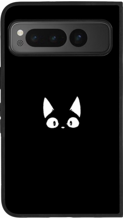 Google Pixel Fold Case Hülle - Silikon schwarz Funny cat on black