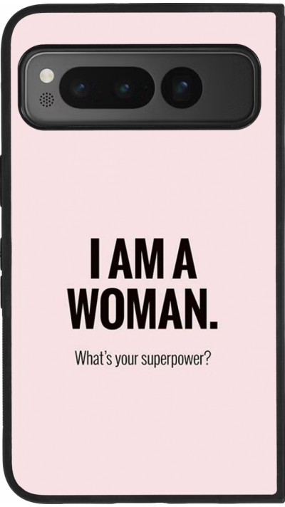 Google Pixel Fold Case Hülle - Silikon schwarz I am a woman