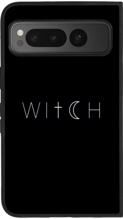 Google Pixel Fold Case Hülle - Silikon schwarz Halloween 22 witch word