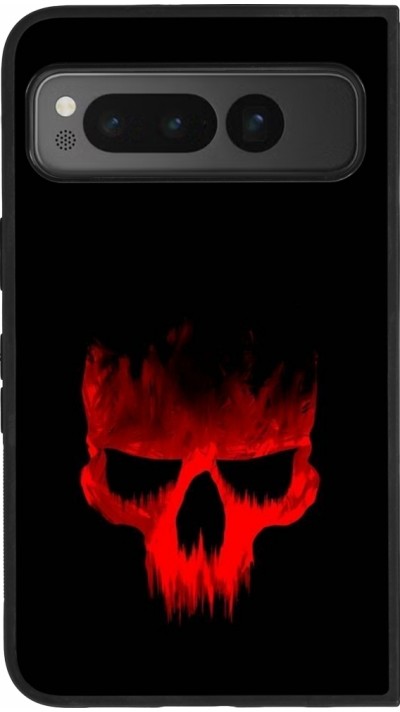 Google Pixel Fold Case Hülle - Silikon schwarz Halloween 2023 scary skull