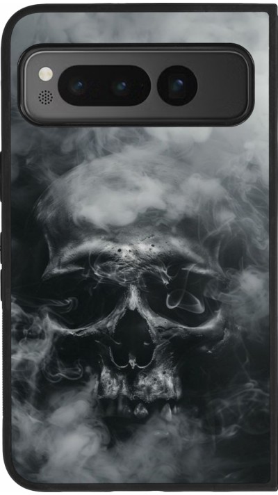 Google Pixel Fold Case Hülle - Silikon schwarz Halloween 2024 smoky skull