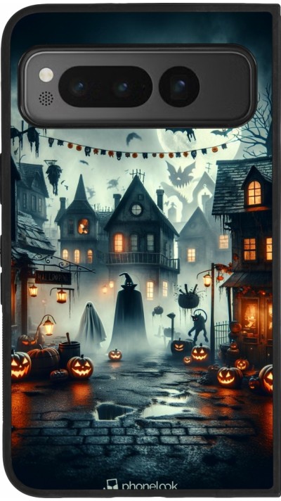 Google Pixel Fold Case Hülle - Silikon schwarz Halloween Spukstadt