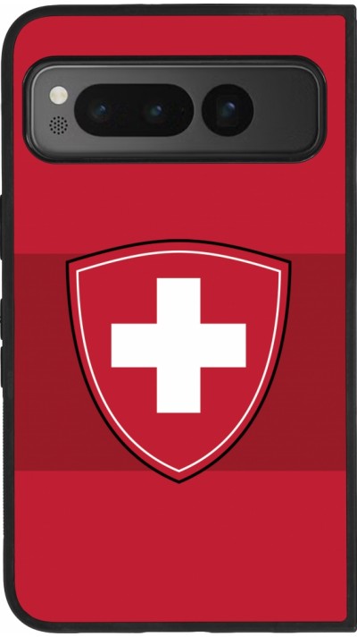 Google Pixel Fold Case Hülle - Silikon schwarz Hockey World Championship Ecusson Suisse