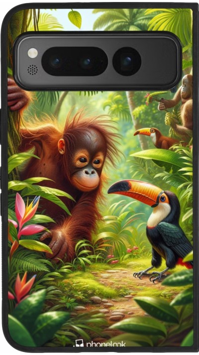 Google Pixel Fold Case Hülle - Silikon schwarz Tropischer Dschungel Tayrona