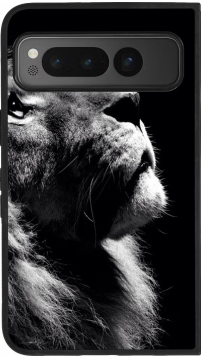 Google Pixel Fold Case Hülle - Silikon schwarz Lion looking up