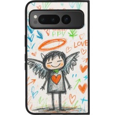 Google Pixel Fold Case Hülle - Silikon schwarz Little Angel Sketch Love