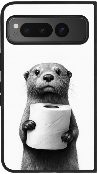 Google Pixel Fold Case Hülle - Silikon schwarz Otter Toilettenpapier