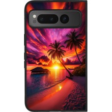 Coque Google Pixel Fold - Silicone rigide noir Maldives Dusk Bliss