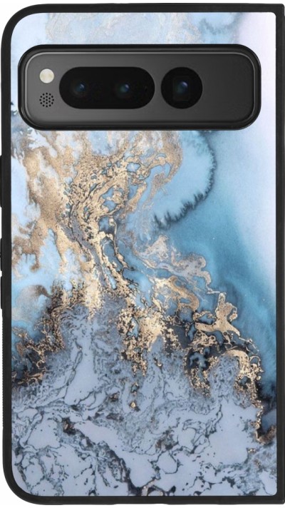 Coque Google Pixel Fold - Silicone rigide noir Marble 04