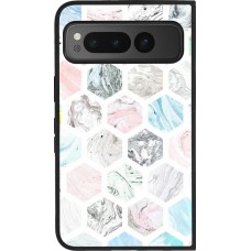 Google Pixel Fold Case Hülle - Silikon schwarz Marble Everything