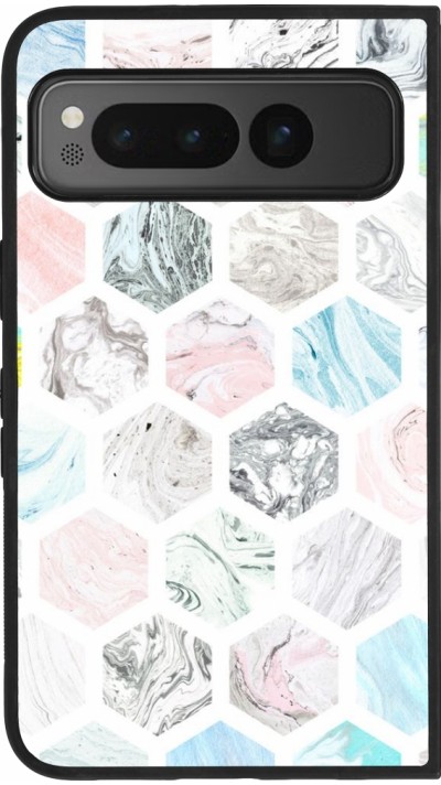 Coque Google Pixel Fold - Silicone rigide noir Marble Everything