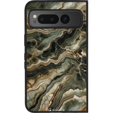 Coque Google Pixel Fold - Silicone rigide noir Marbre Olive