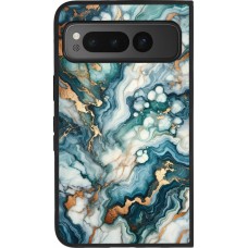 Coque Google Pixel Fold - Silicone rigide noir Marbre Vert Bleu Doré