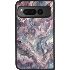Coque Google Pixel Fold - Silicone rigide noir Marbre violette argentée